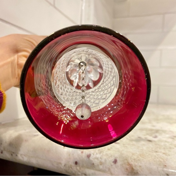 Art Crystal Dinner Bell in Cranberry by House of Global - Picture 7 of 8